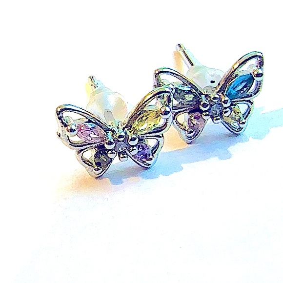 NWOT Sterling Silver 925 Butterfly Stud Earrings For Women - Picture 2 of 6